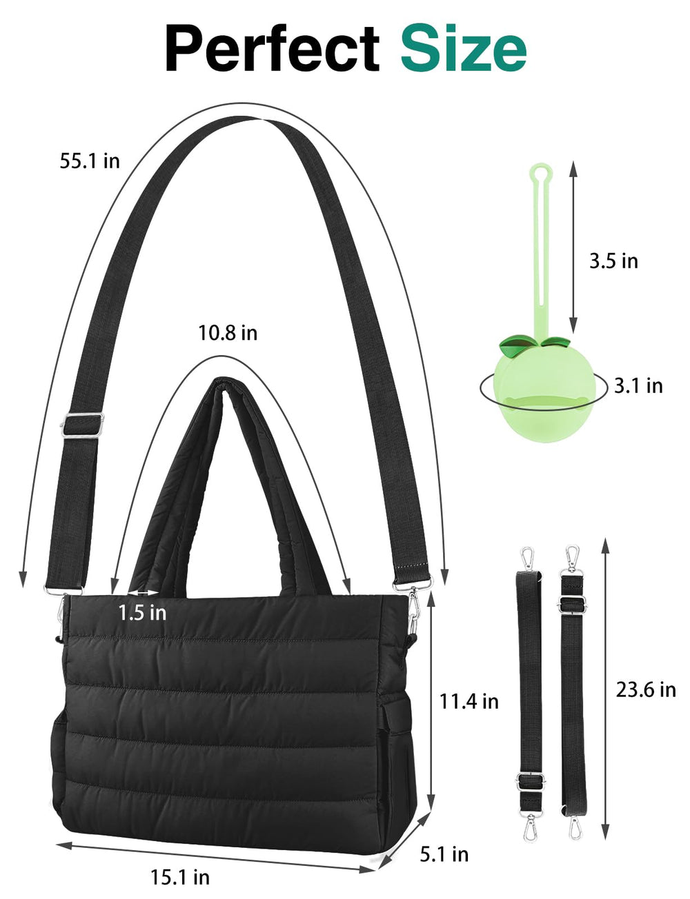 KUBYA tote includes stroller straps to hang on a stroller or suitcase