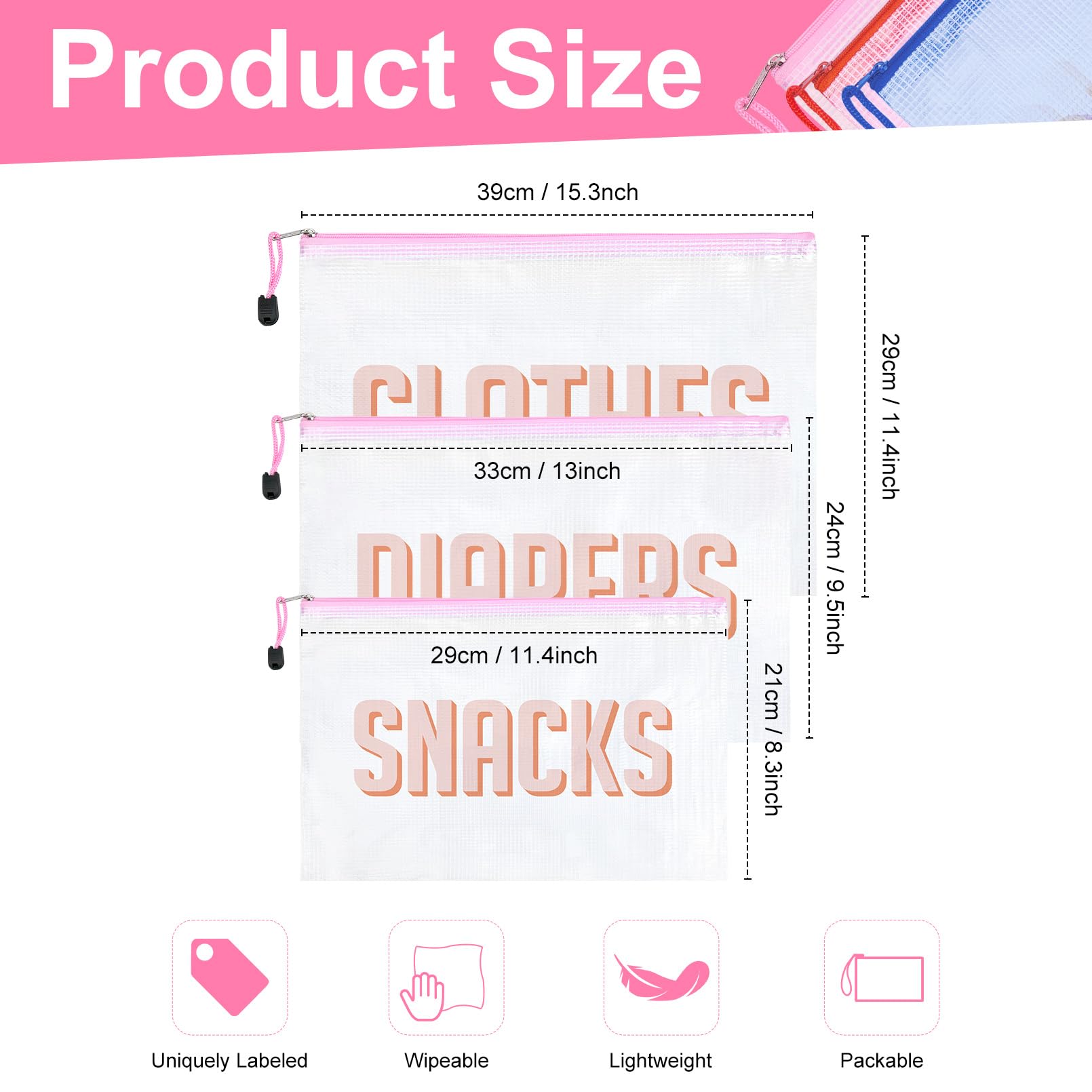KUIRAN medium diaper pouch neatly stores diapers for quick access.
