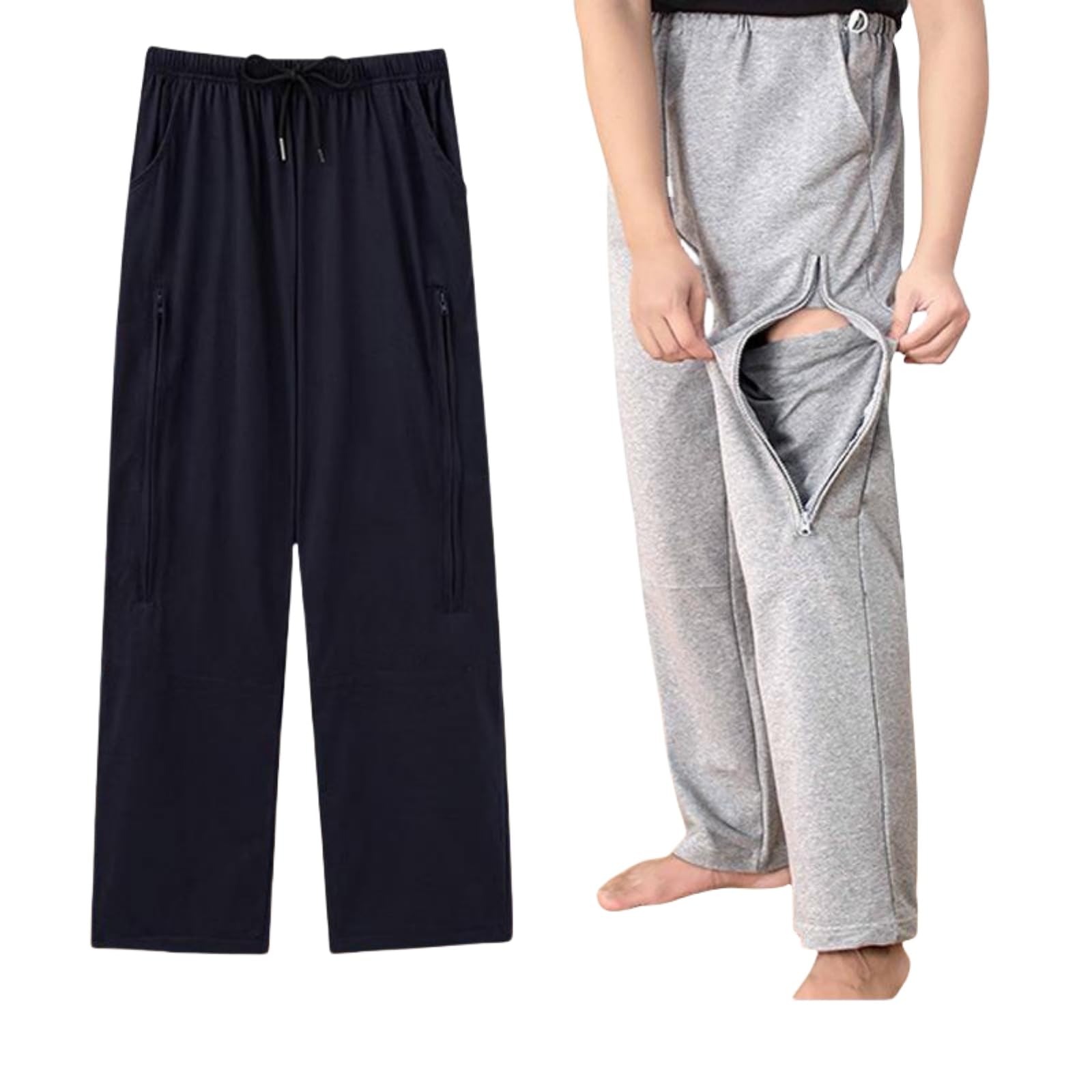 KUMUROETA catheter leg bag pants showing elastic waistband for easy, comfortable wear.