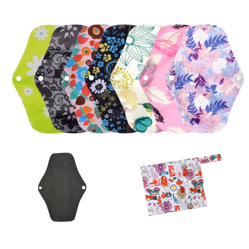 KUMUROETA charcoal bamboo mama cloth set packaging, a convenient reusable option for daily wear