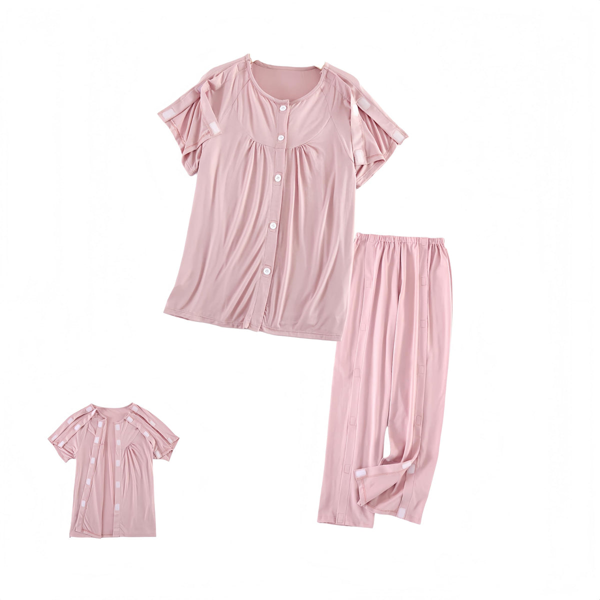 KUMUROETA pink unisex tearaway top view for easy dressing
