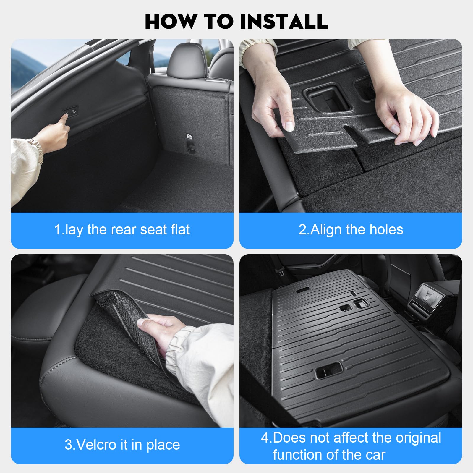 Protector shields back of seat from dirt, pet hair, and spills in the Model Y Juniper.