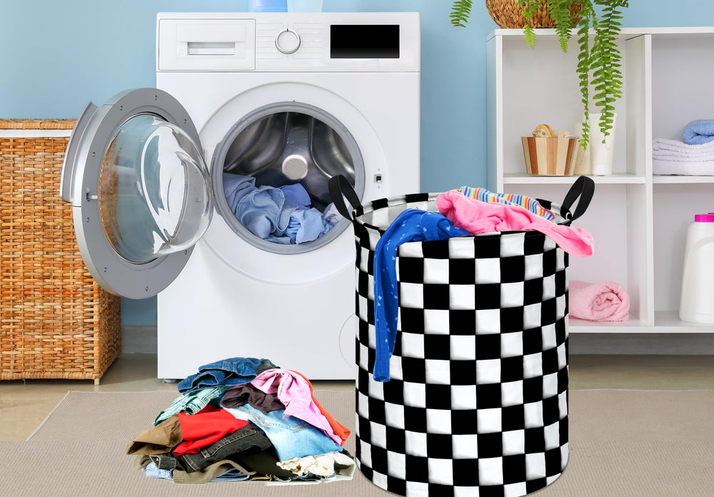 KUNRO collapsible laundry hamper folded flat saves space.