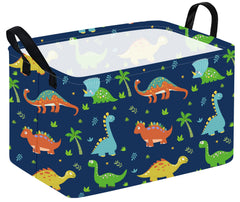 KUNRO dinosaur print storage basket for nursery keeps toys organized in a rectangle bin