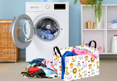KUNRO Foldable storage basket with linen-cotton blend and waterproof lining.