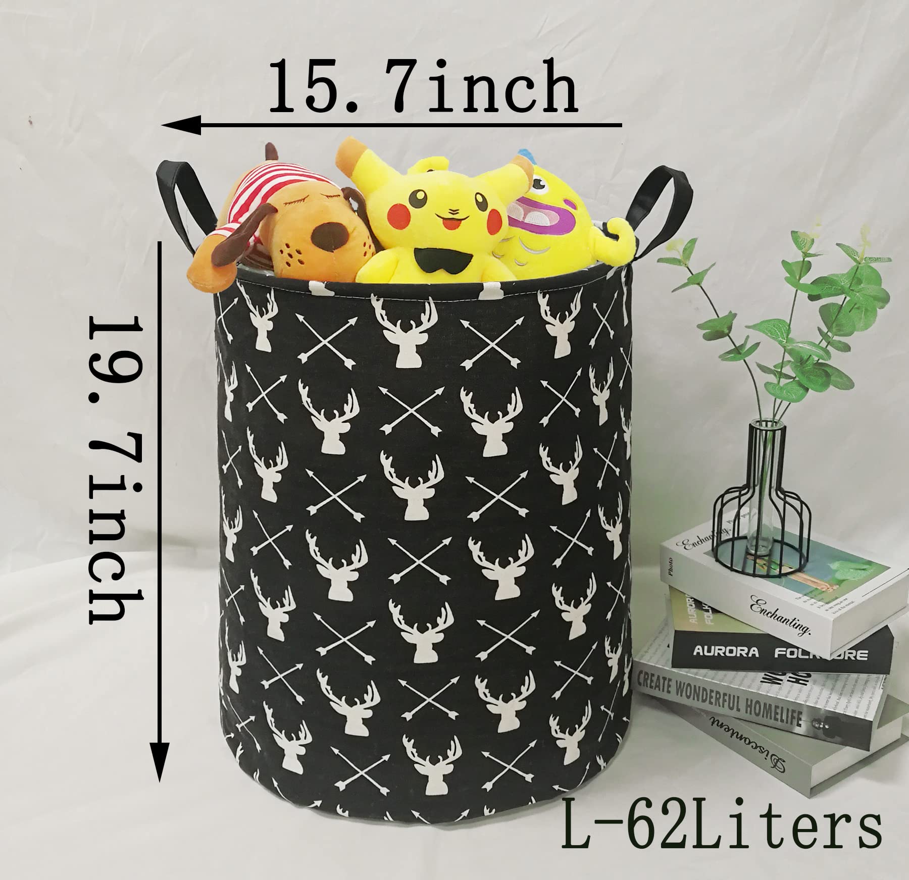 KUNRO linen cotton material basket for breathable laundry storage.