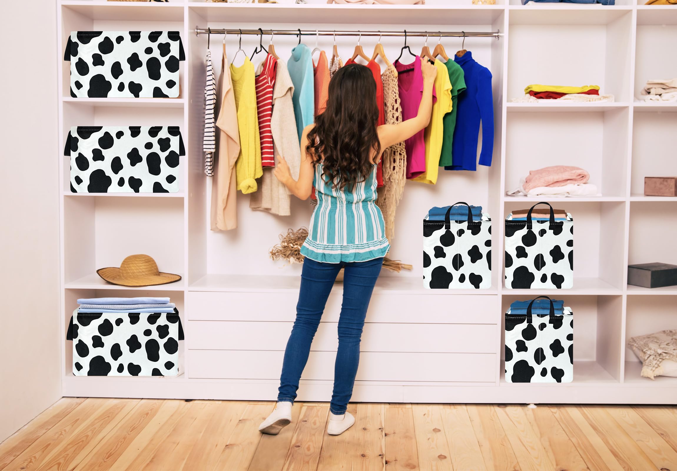 KUNRO cow-pattern bin complements bedrooms, playrooms, and living spaces