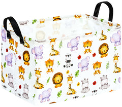 KUNRO Rectang Animals Storage Basket with handles, ideal for toy storage.