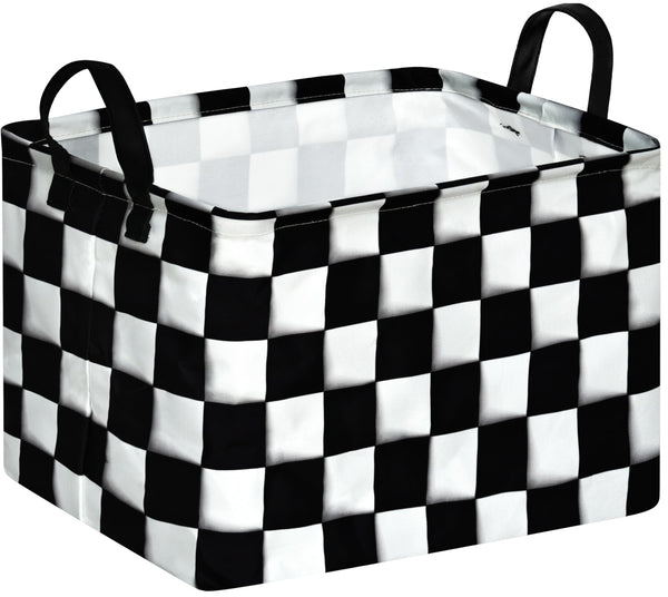 KUNRO rectangular checkered flag storage basket for chic room organization