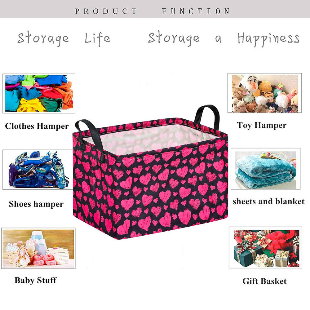 KUNRO Rectang Heart-pattern storage bin with waterproof lining protects contents
