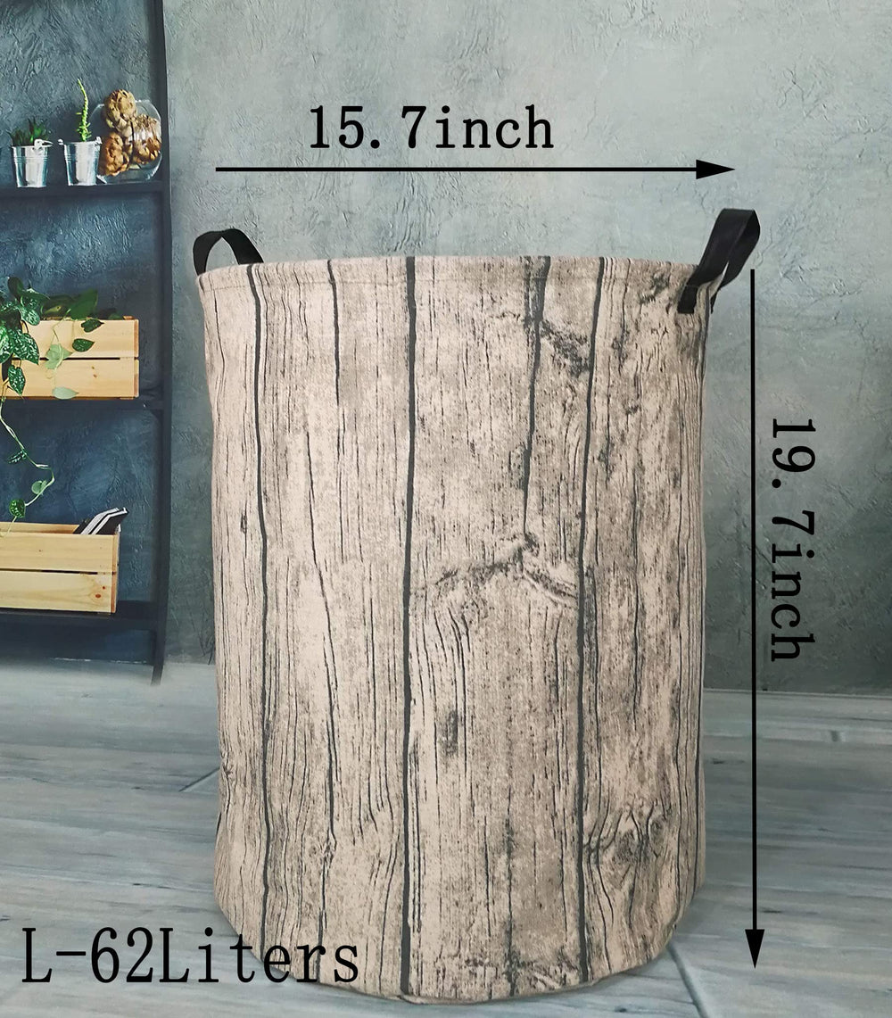 KUNRO tree-stump laundry hamper with handles, easy transport between rooms