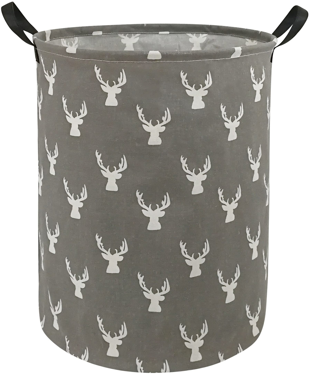 KUNRO round laundry basket with grey deer design for stylish dirty clothes storage