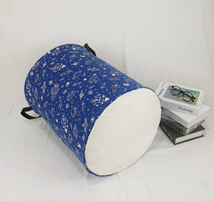 KUNRO round laundry gift basket navy spaceship full setup showing large capacity for clothes