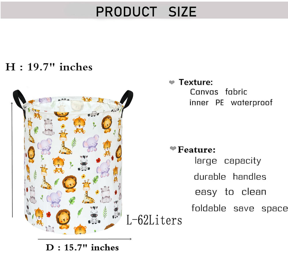 KUNRO Round Tiger Animals room decor storage bin blends with home style