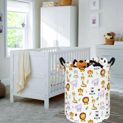 KUNRO Round Tiger Animals shelf basket with handles for quick transport