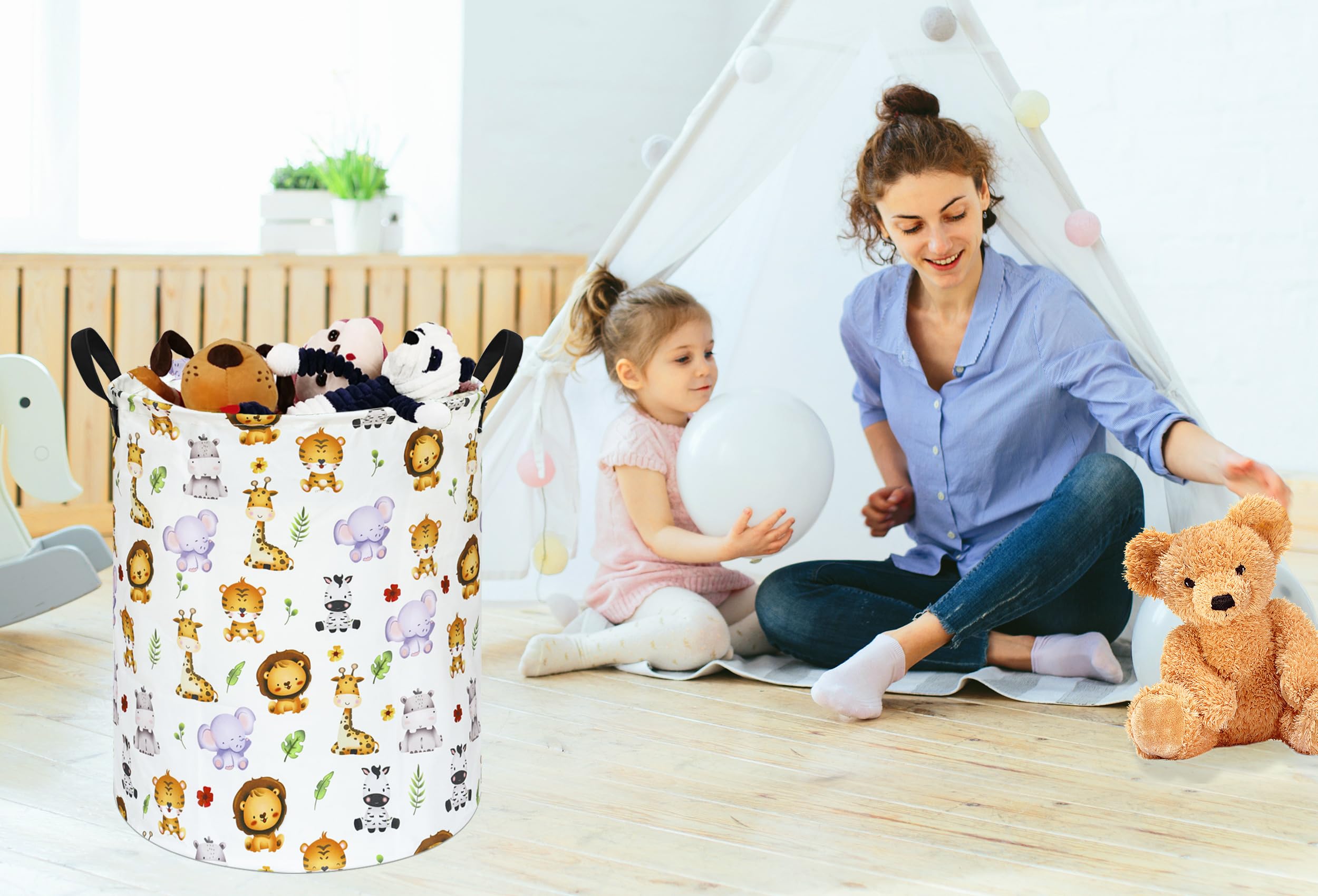 KUNRO Round Tiger Animals storage hamper keeps dirty clothes organized