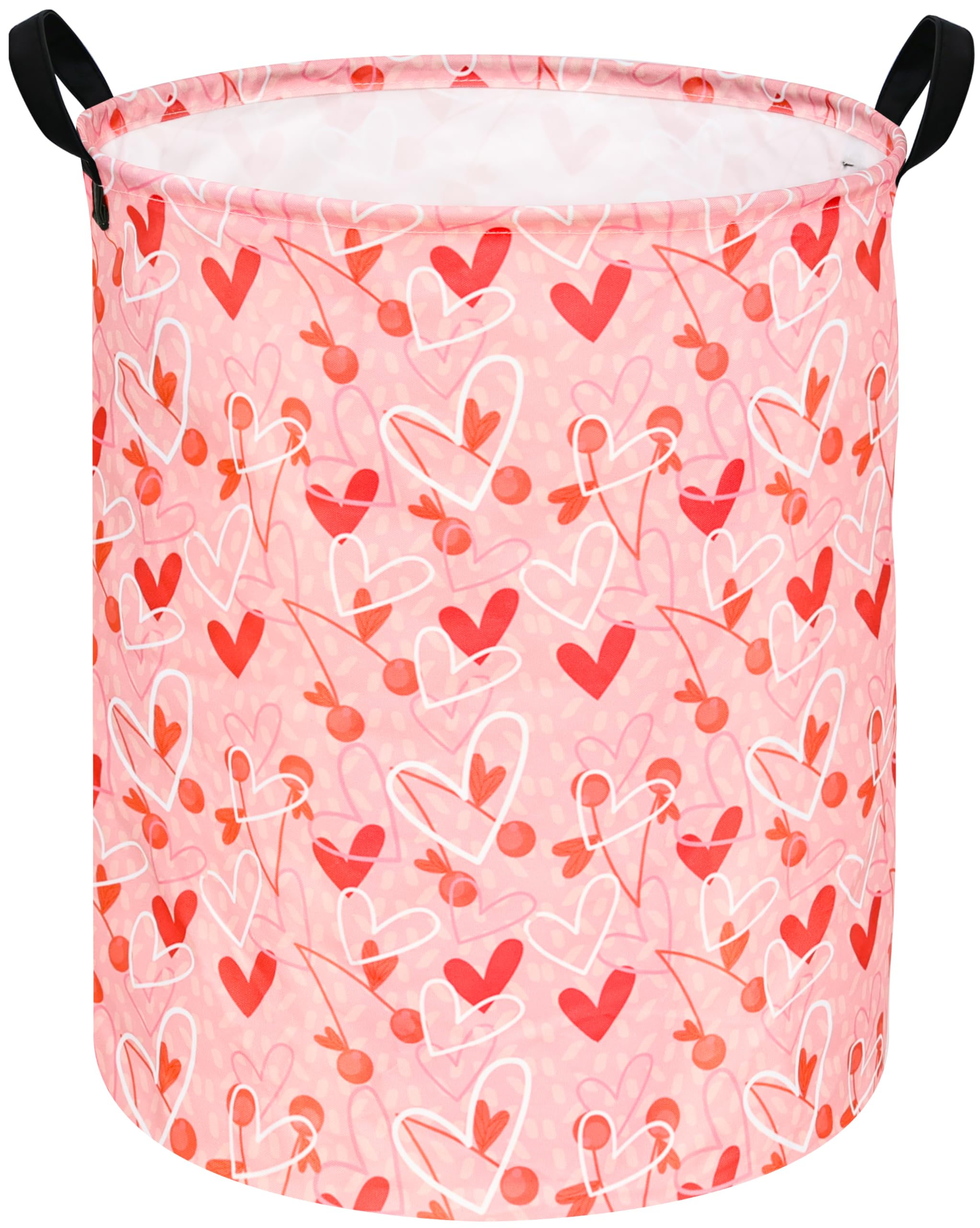 KUNRO round valentines laundry gift basket exterior showing ample capacity for clothes