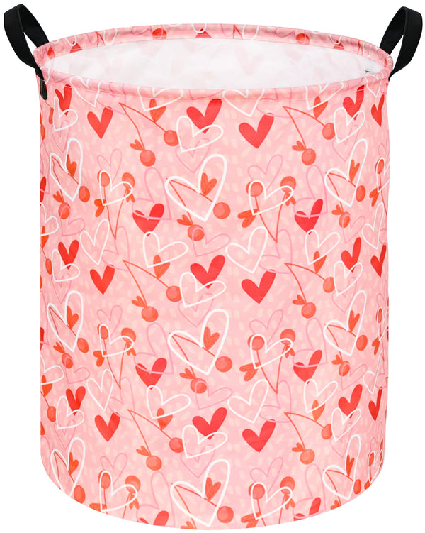 KUNRO round valentines laundry gift basket exterior showing ample capacity for clothes