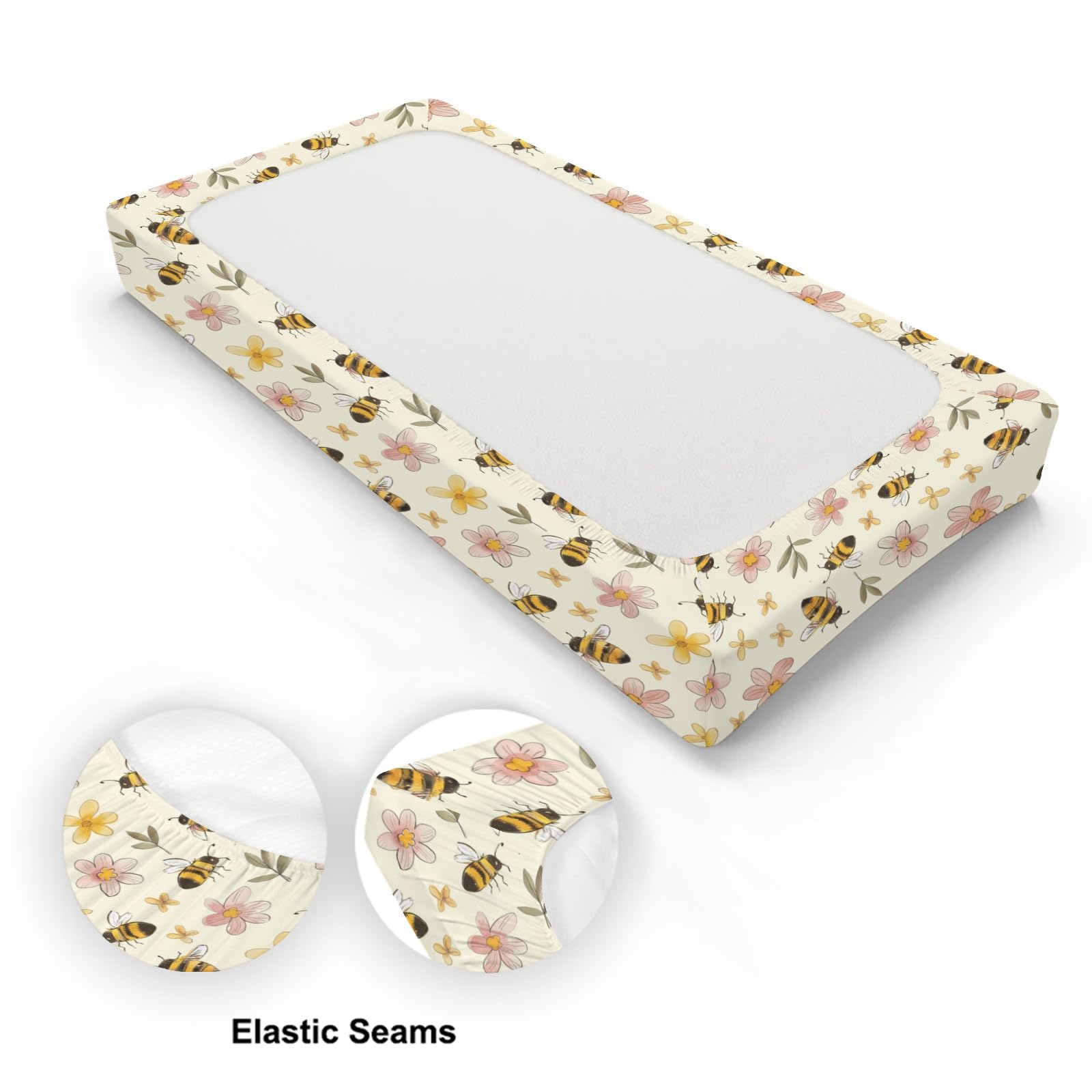 KuphiL10C Bee Flowers nursery decor scene for a stylish changing station