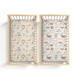 KuphiL10C hot air balloon plane pattern crib sheet close-up offers gentle comfort for baby sleep.
