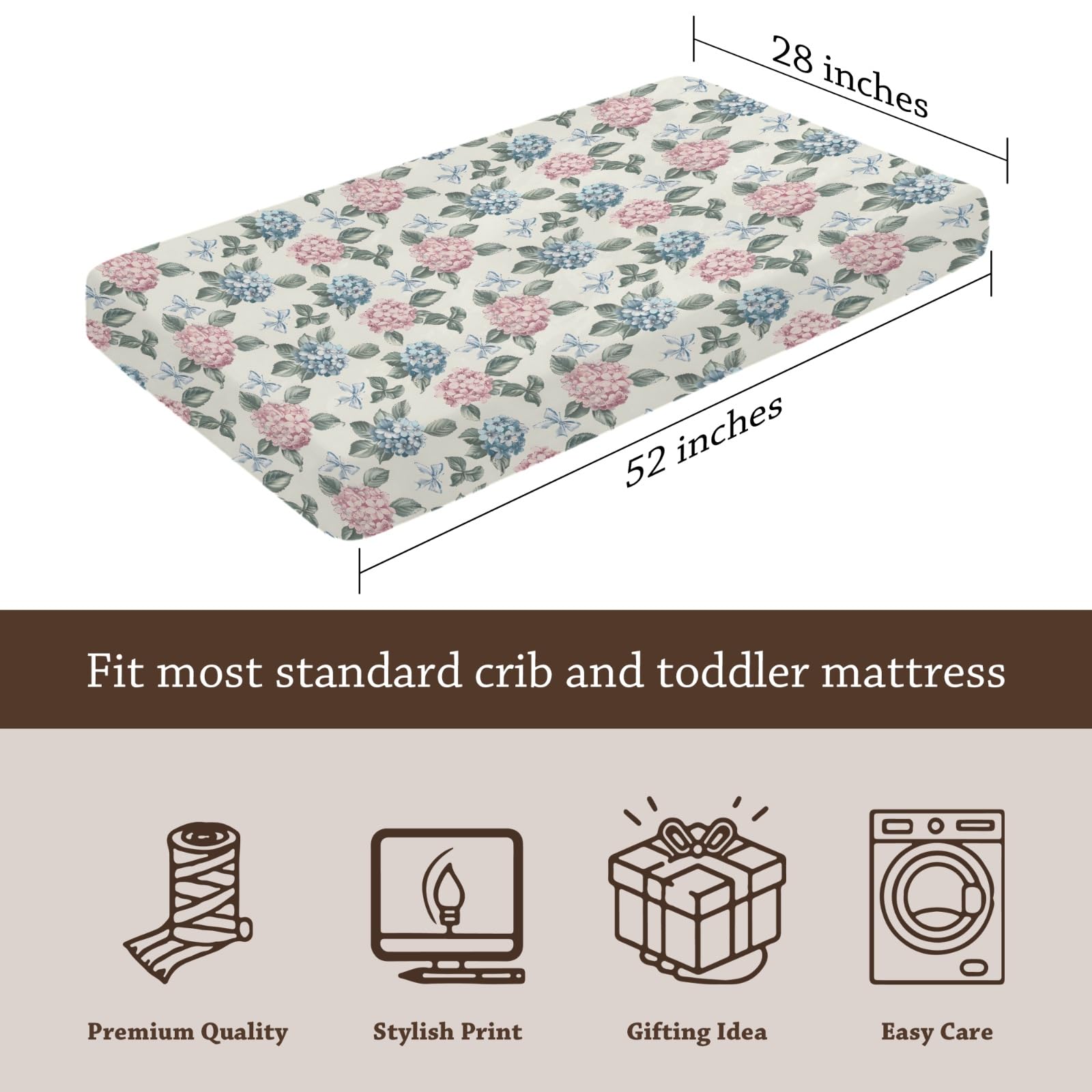 KuphiL10C hydrangea sheet; reliable elastic fit helps prevent sheet shifting