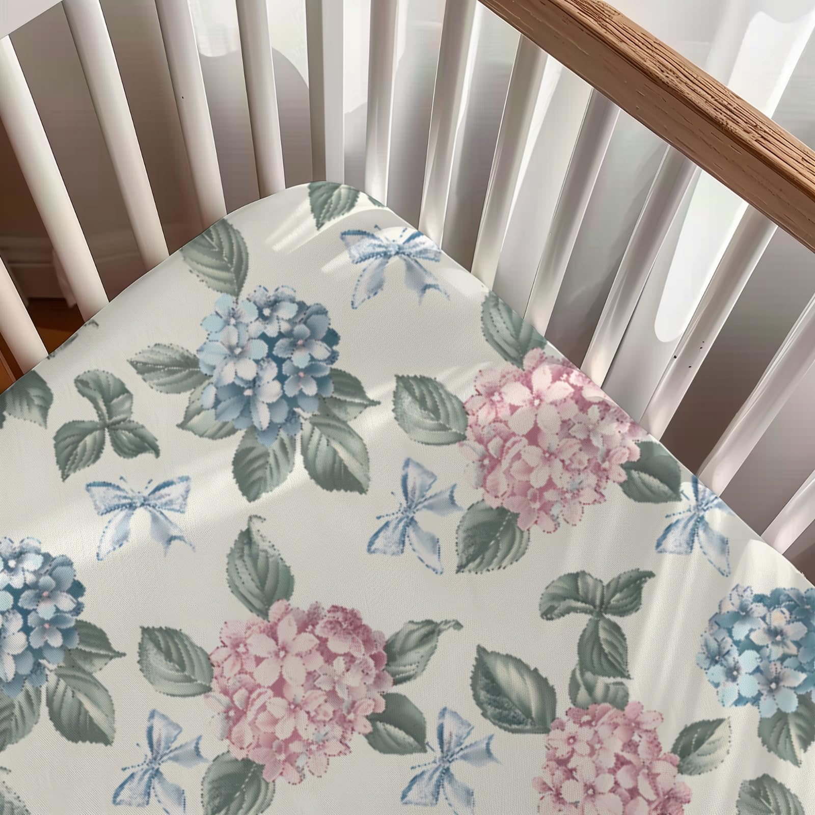 KuphiL10C unisex nursery floral sheet; adds calming style to a shared crib