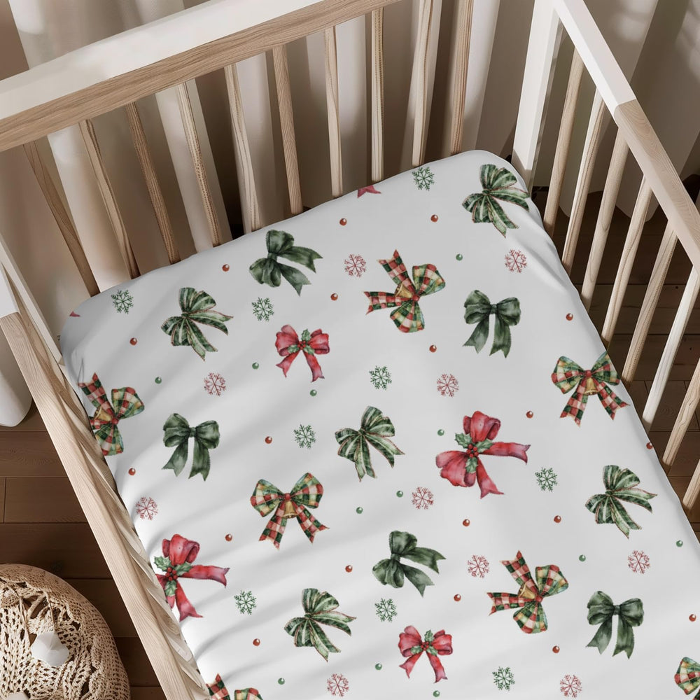 KuphiL10C Watercolor Bows crib sheet for cozy crib decor.