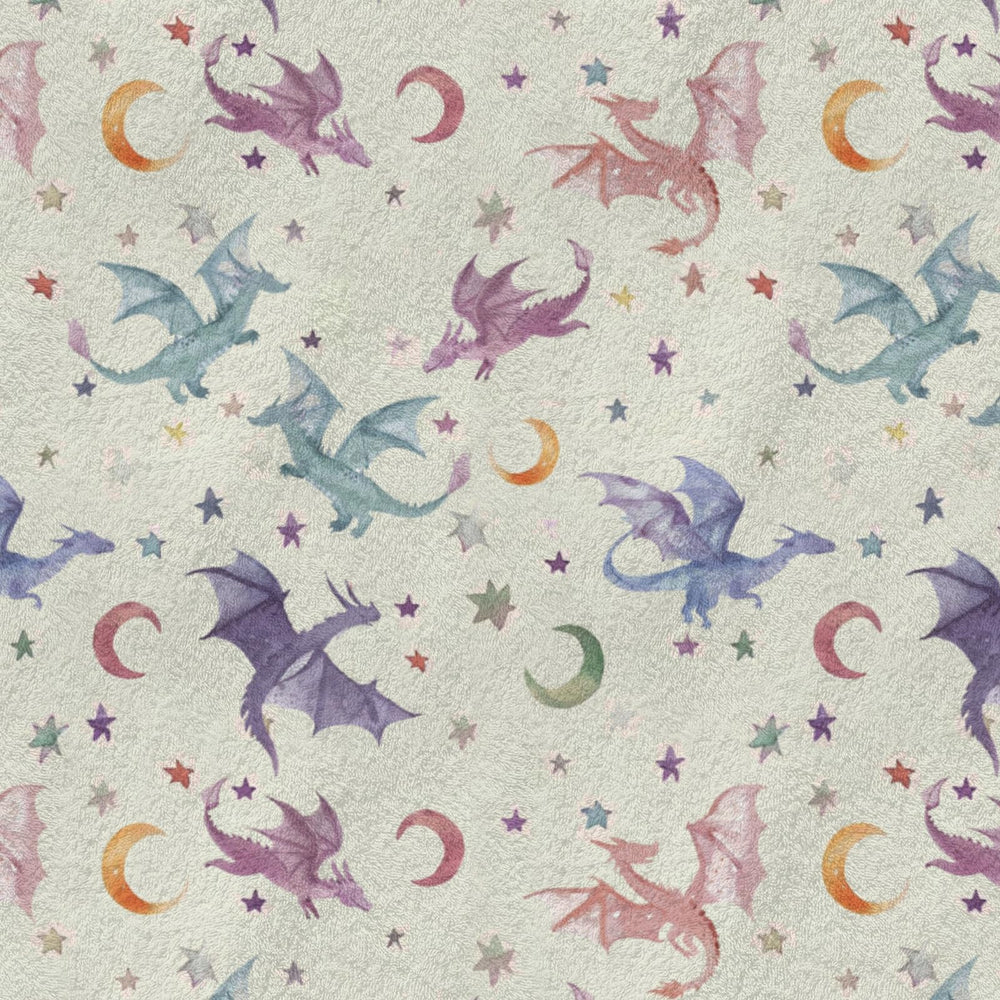 KuphiL10C watercolor dragon pattern blanket adds gentle color to nursery decor.