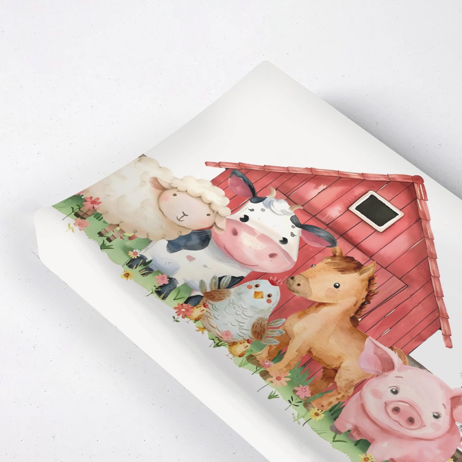 KuphiL10C watercolor farm chicken changing pad cover adds playful charm to nursery changes.