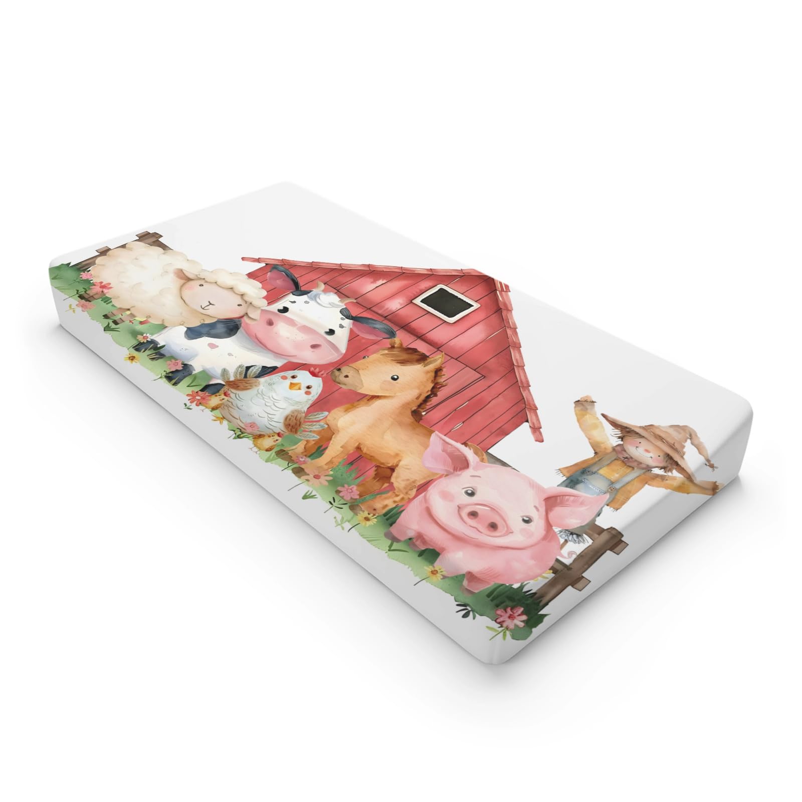 KuphiL10C watercolor farm cow changing pad cover for soft, quick-dry diaper changes.
