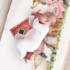 KuphiL10C watercolor farm sheep changing pad cover offers durable comfort during diapering.