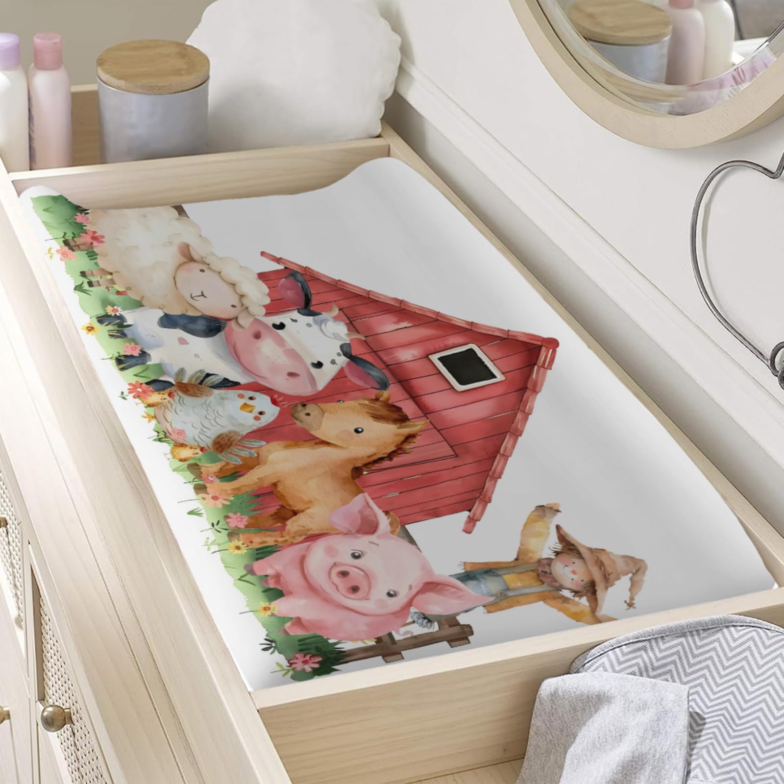 KuphiL10C watercolor flowers nursery pattern changing pad cover enhances decor and practicality.