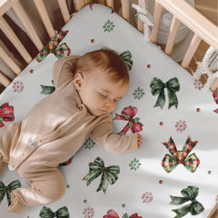 KuphiL10C Winter Snowflakes crib sheet adds festive nursery touch.