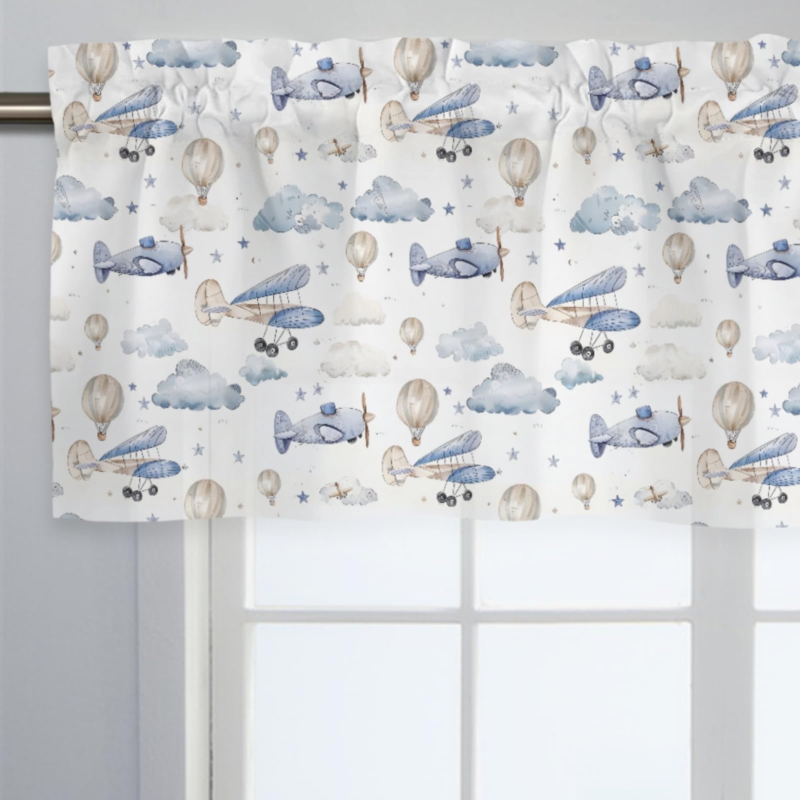 KuphiL10C valance featuring plane balloon design adds playful charm and soft light diffusion.
