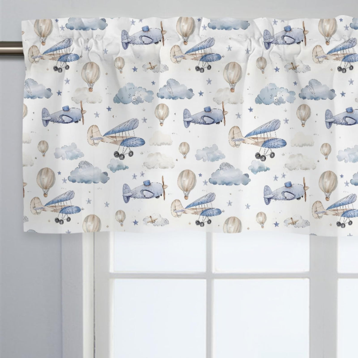 KuphiL10C valance featuring plane balloon design adds playful charm and soft light diffusion.