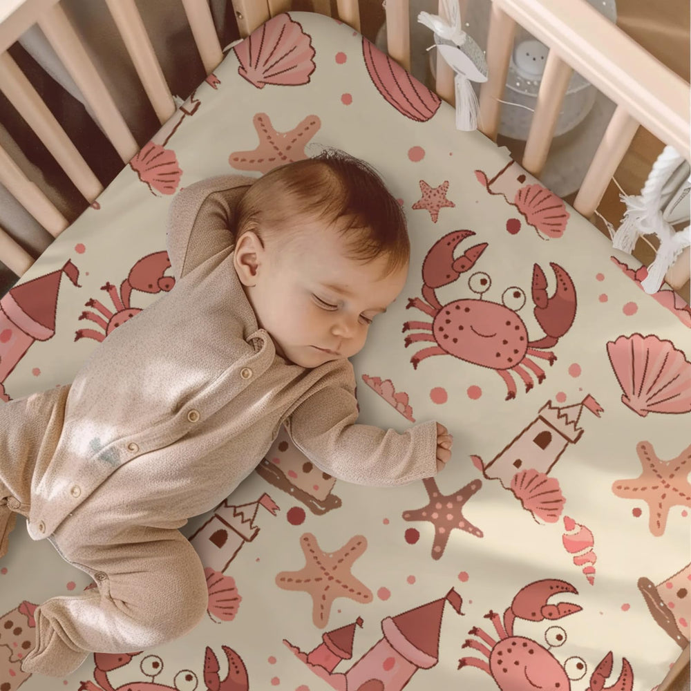 KuphiL10C ocean animals design crib sheet adds playful nursery decor.
