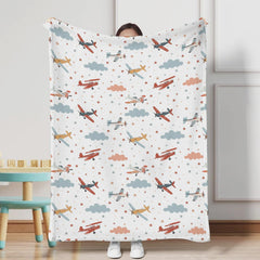 KuphiL10C plane blanket 40x50 with clouds for cozy naps