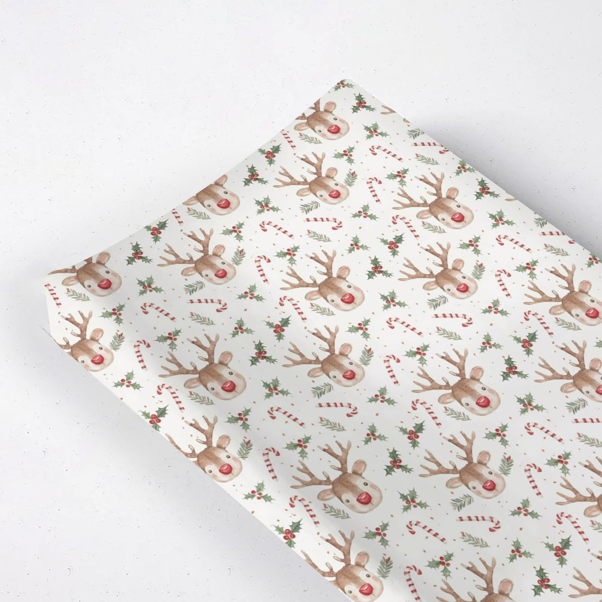 Kuphil10c watercolor Christmas Reindeer cover for 16x32 changing pads, festive nursery style
