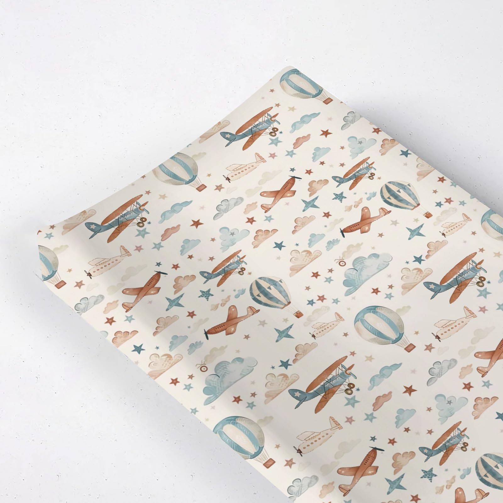 KuphiL10C watercolor planes stars cloud pattern changing pad cover adds playful nursery style