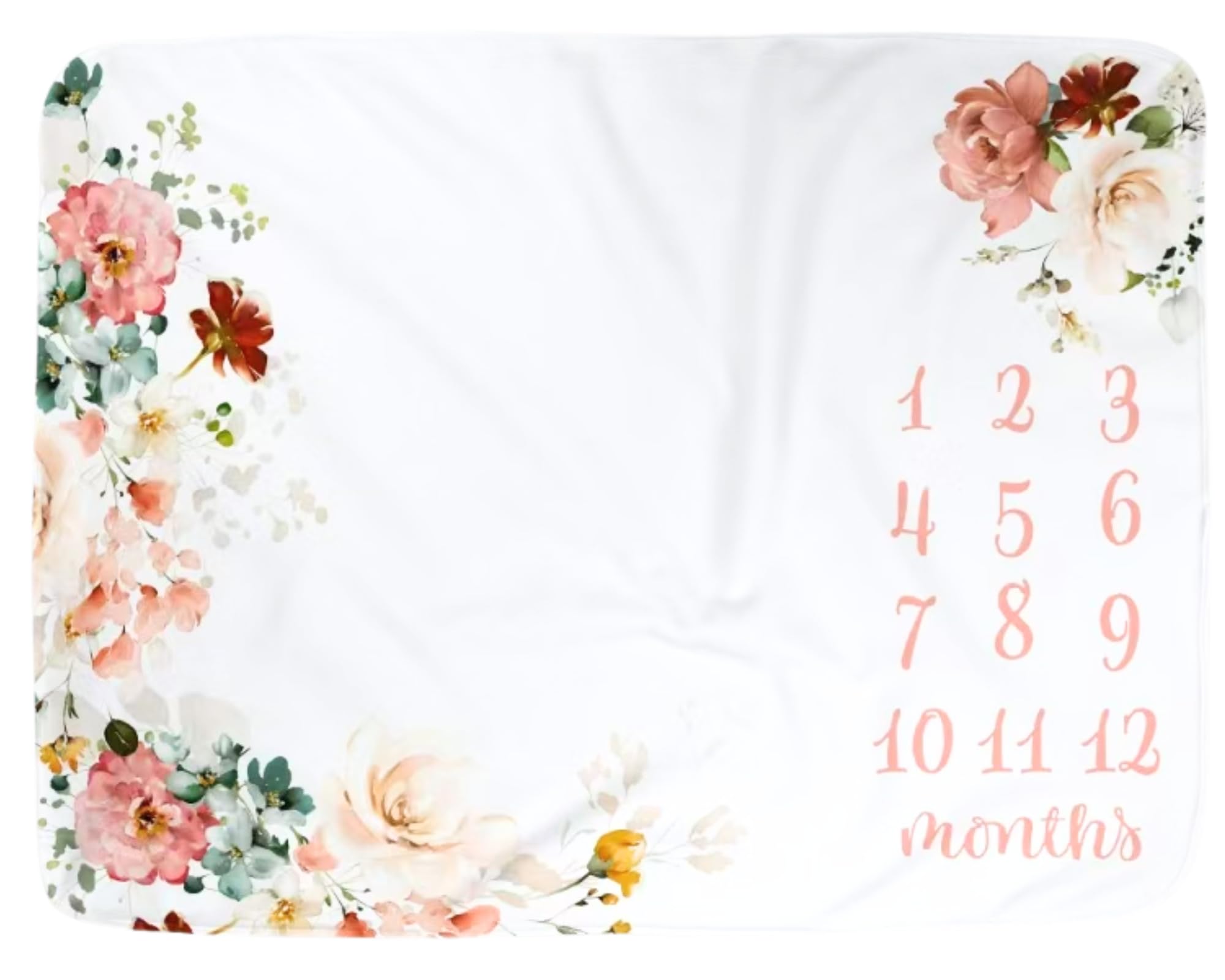 Kute n Koo monthly milestone blanket with floral watercolor design for growth photos.