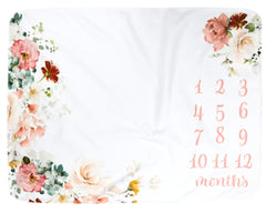 Kute n Koo monthly milestone blanket with floral watercolor design for growth photos.