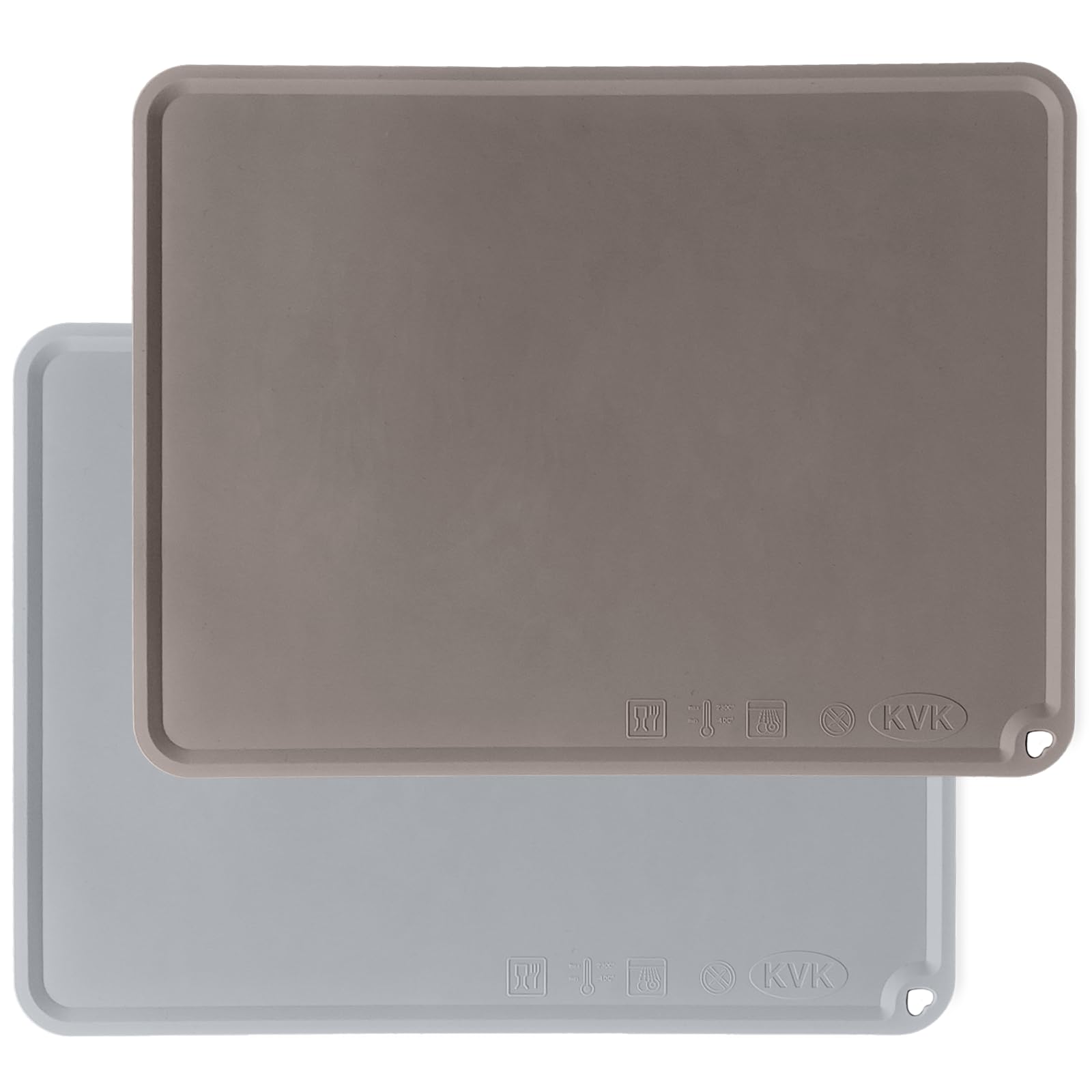 KVK silicone placemat with non-slip bottom protects surfaces during meals.