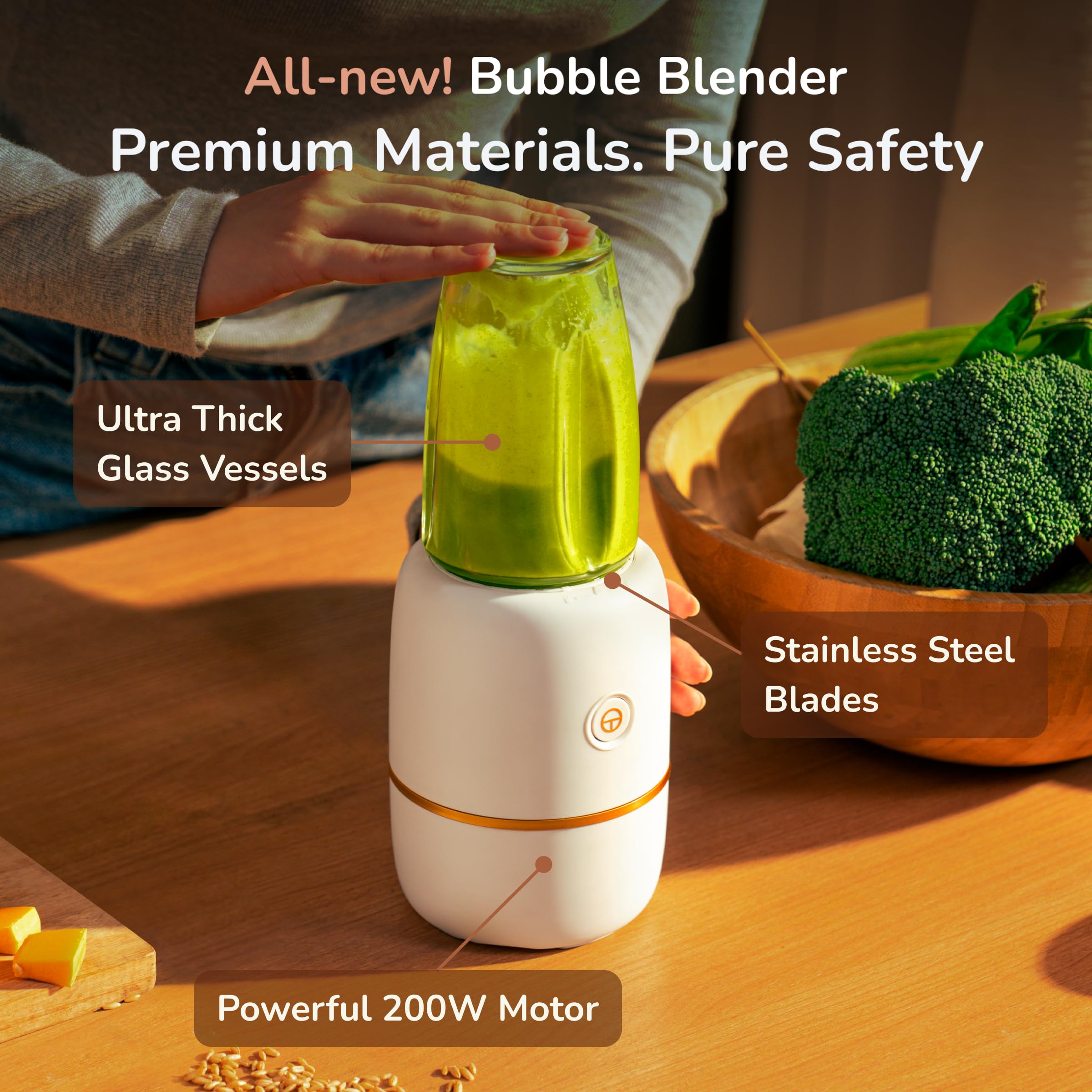 Kwiplee Bubble Blender with detachable glass cups for easy cleaning.