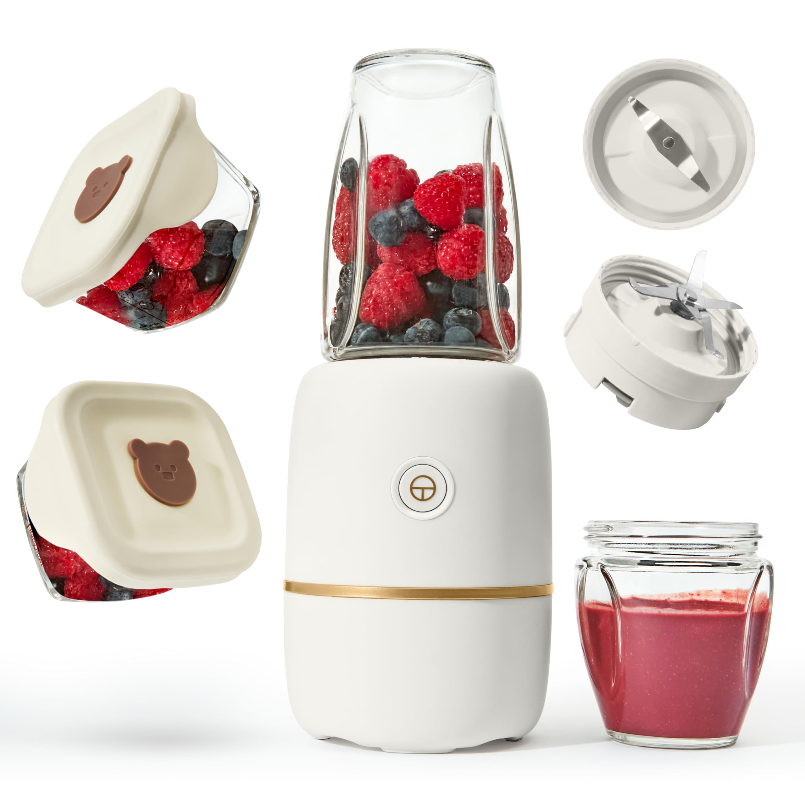 Kwiplee Bubble Blender with two glass cups for purees and smoothies.