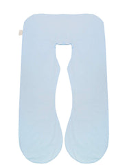 KWLET blue pregnancy pillow cover, front view, ultra-soft cotton for comfortable sleep
