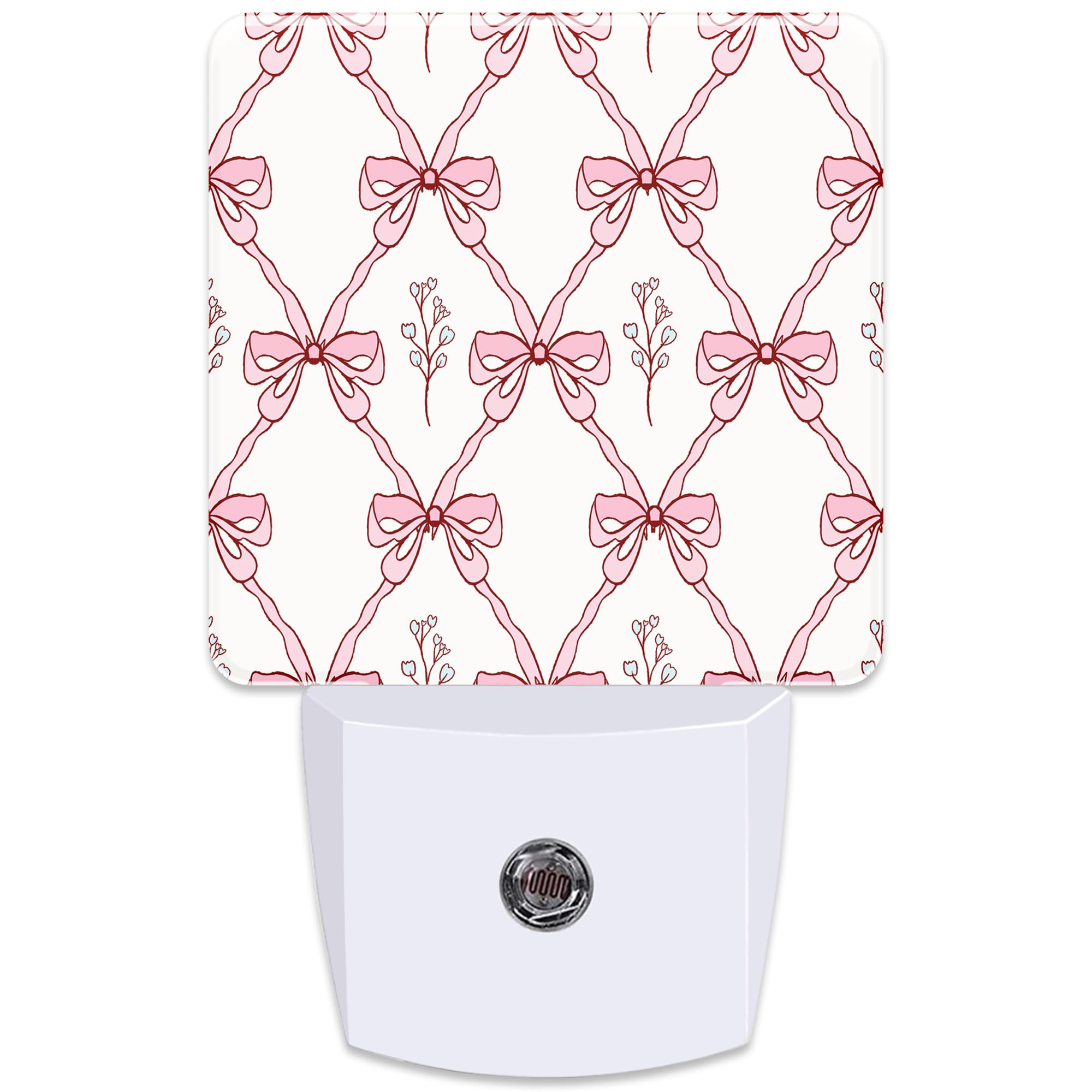 KXWQTRDD pink ribbon night light, front view with warm glow for kids' rooms