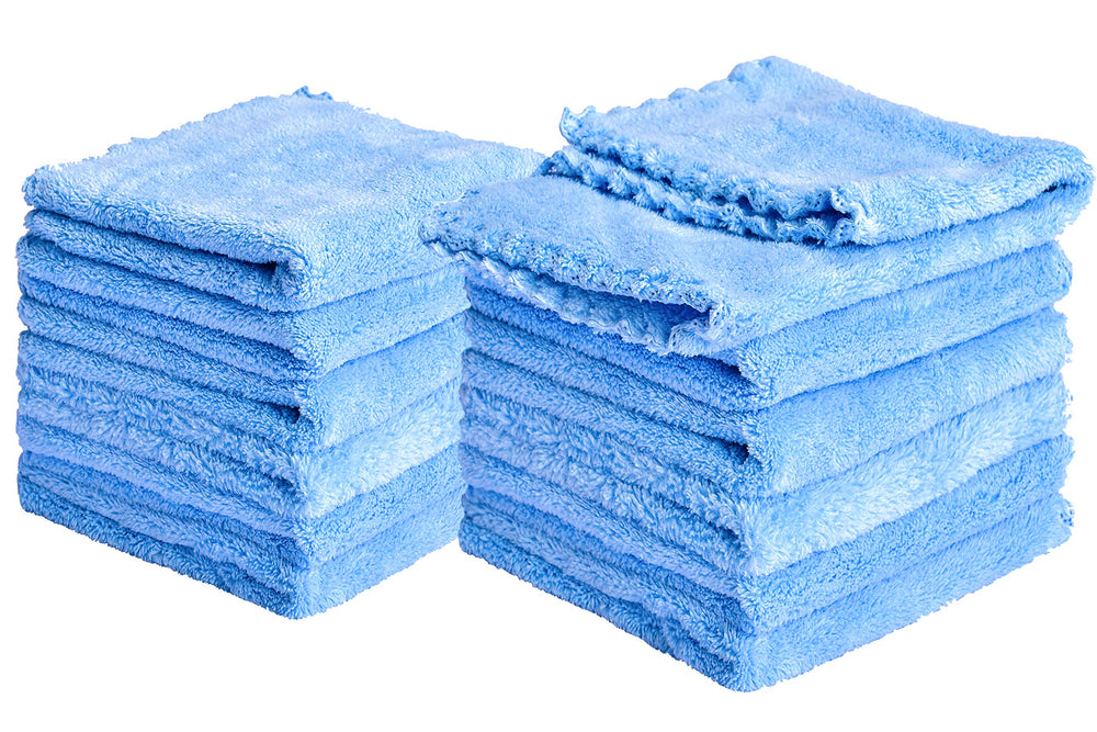 Kyapoo baby washcloth blue 12x12 inches, ultra-soft coral fleece for gentle cleansing.