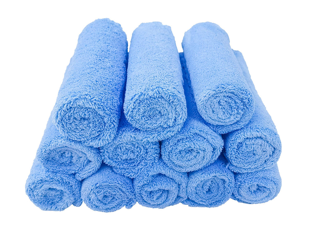 Kyapoo 12x12 inch washcloths blue, perfect for bath time and makeup removal.
