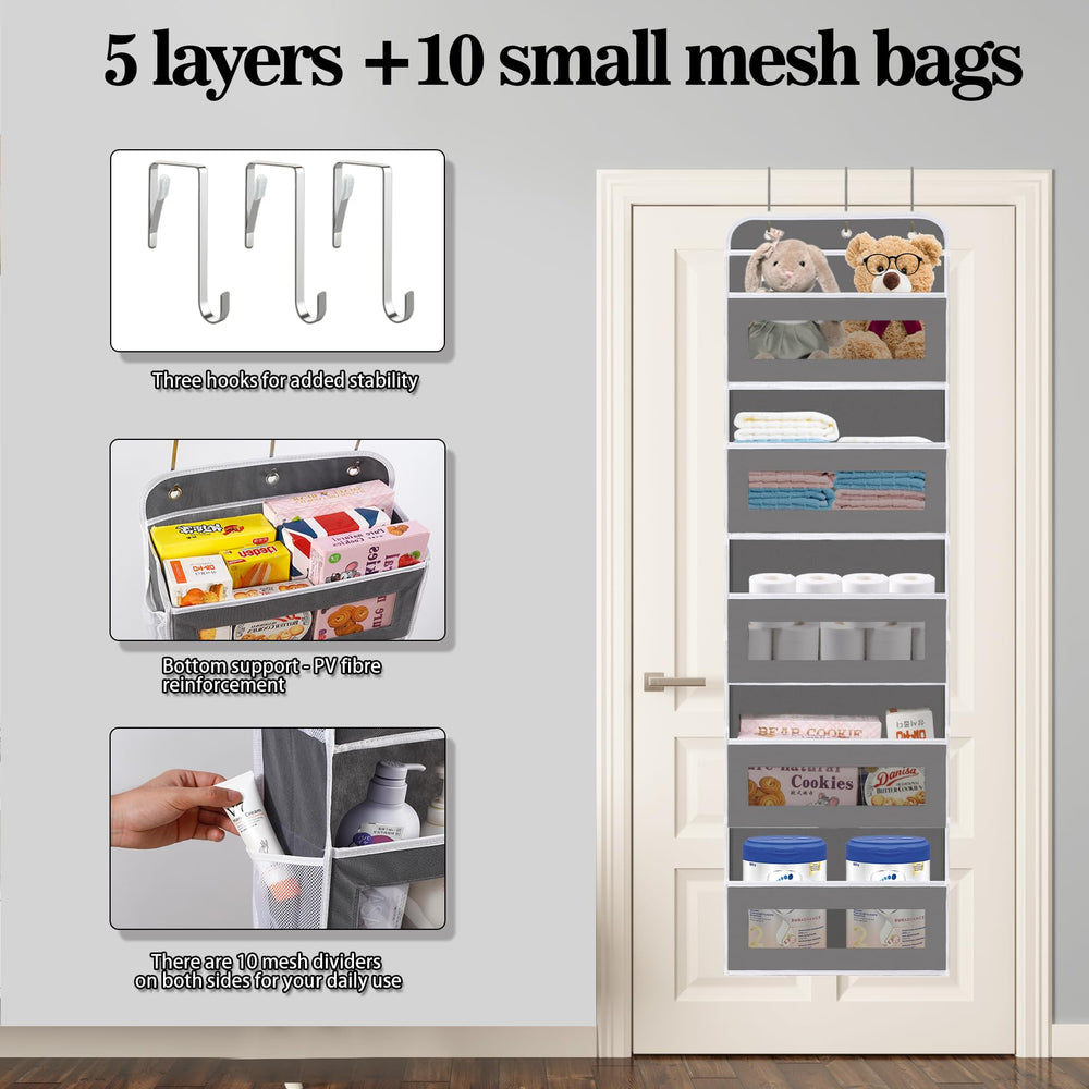 KYEVIS nursery closet organizer with mesh pockets for quick finding