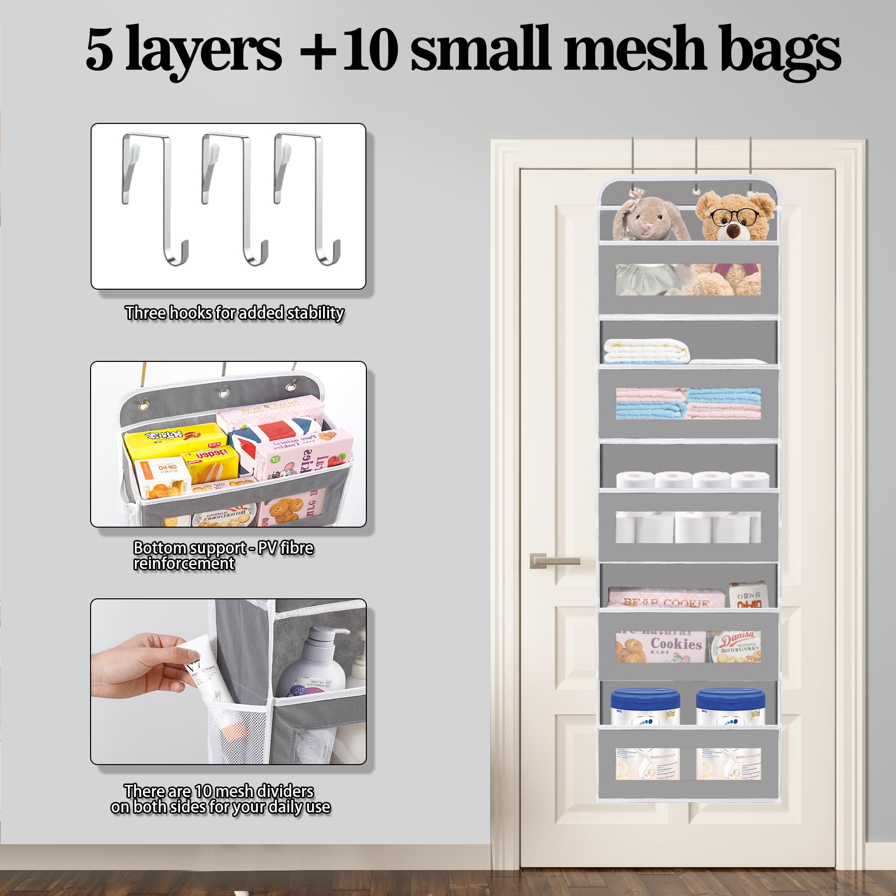KYEVIS nursery closet storage keeps baby essentials organized and within reach.